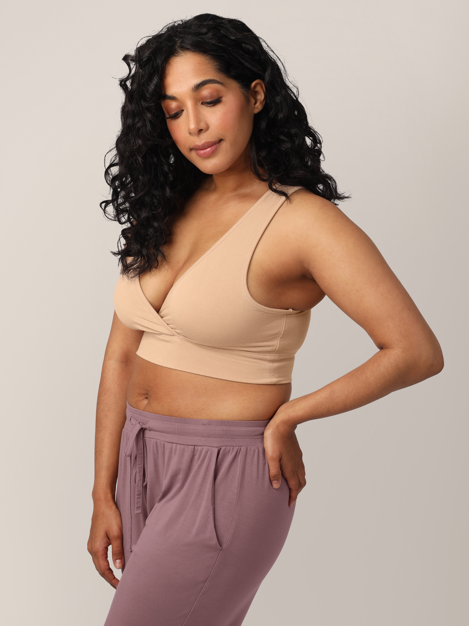 French Terry Racerback Nursing & Sleep Bra | Beige Milk & Baby