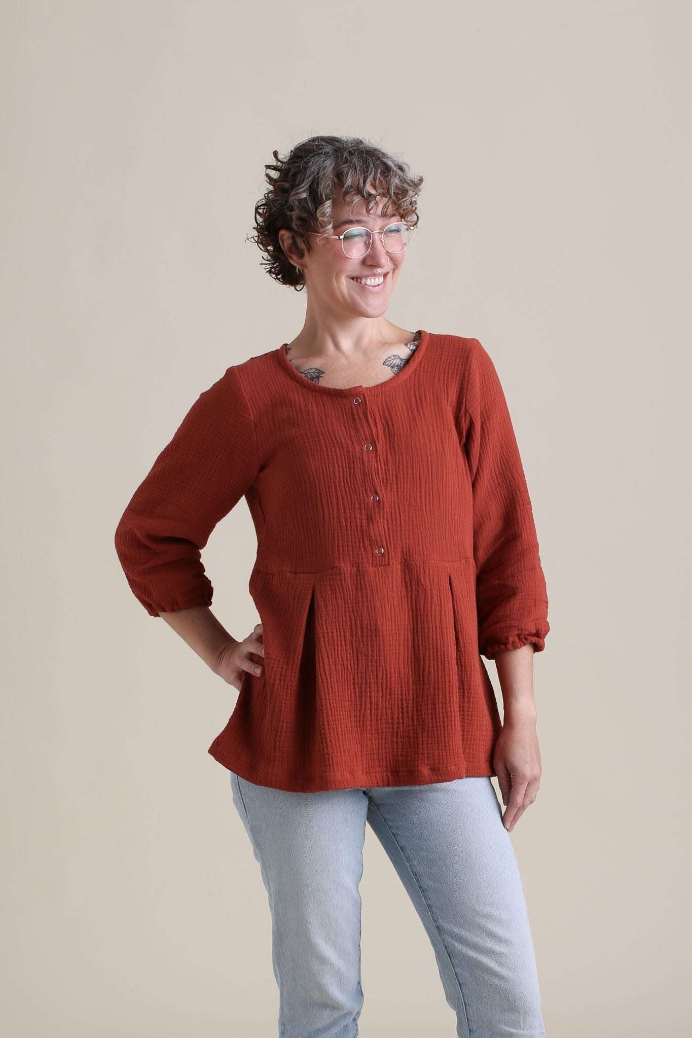 Gaia Top in Saffron | Nursing Friendly Milk & Baby