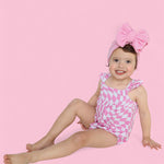 Bubblegum Wavy Checkers Dream Bubble Romper | Milk & Baby