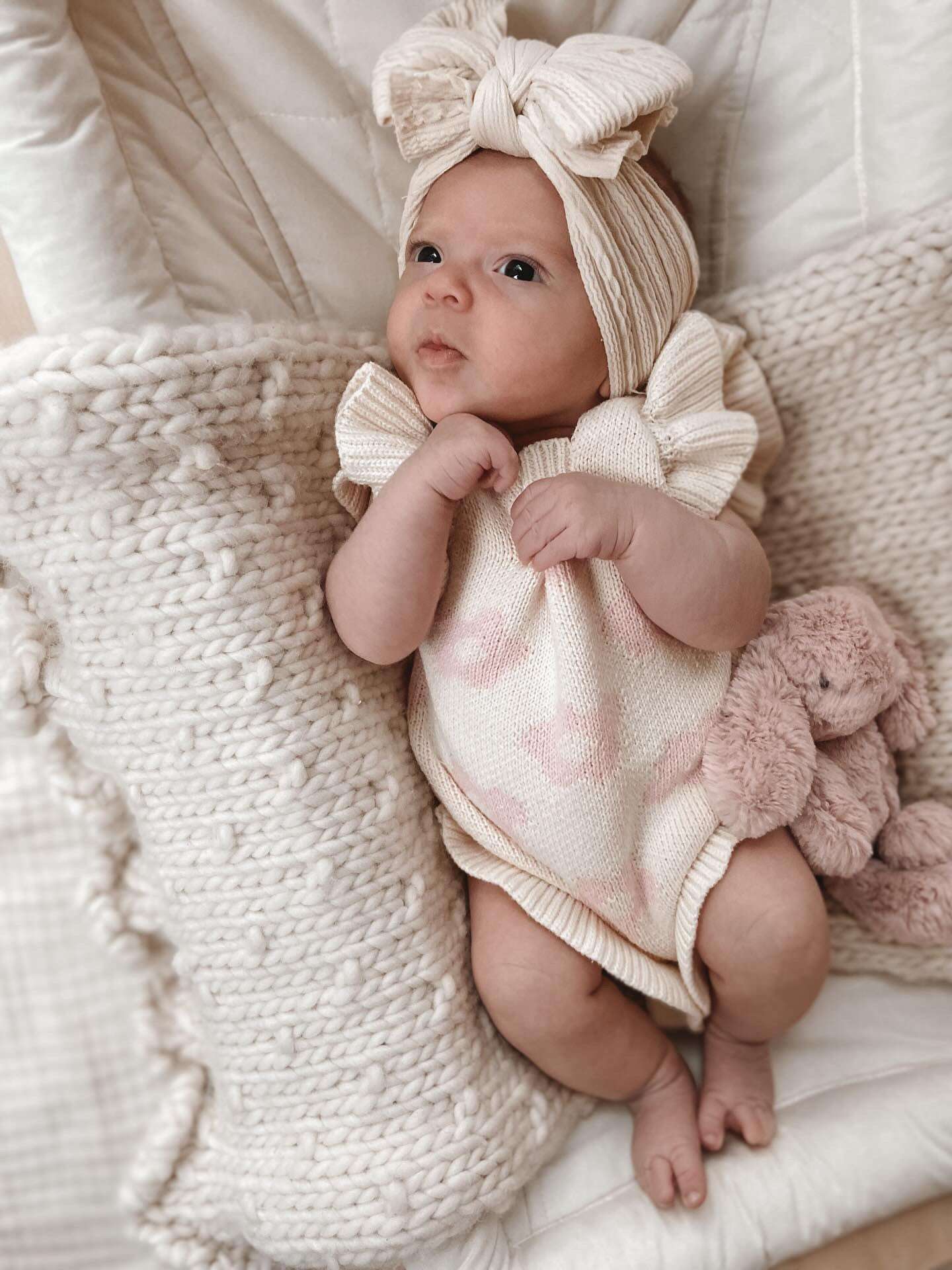 Luna + Luca Floral Frills Romper Milk & Baby