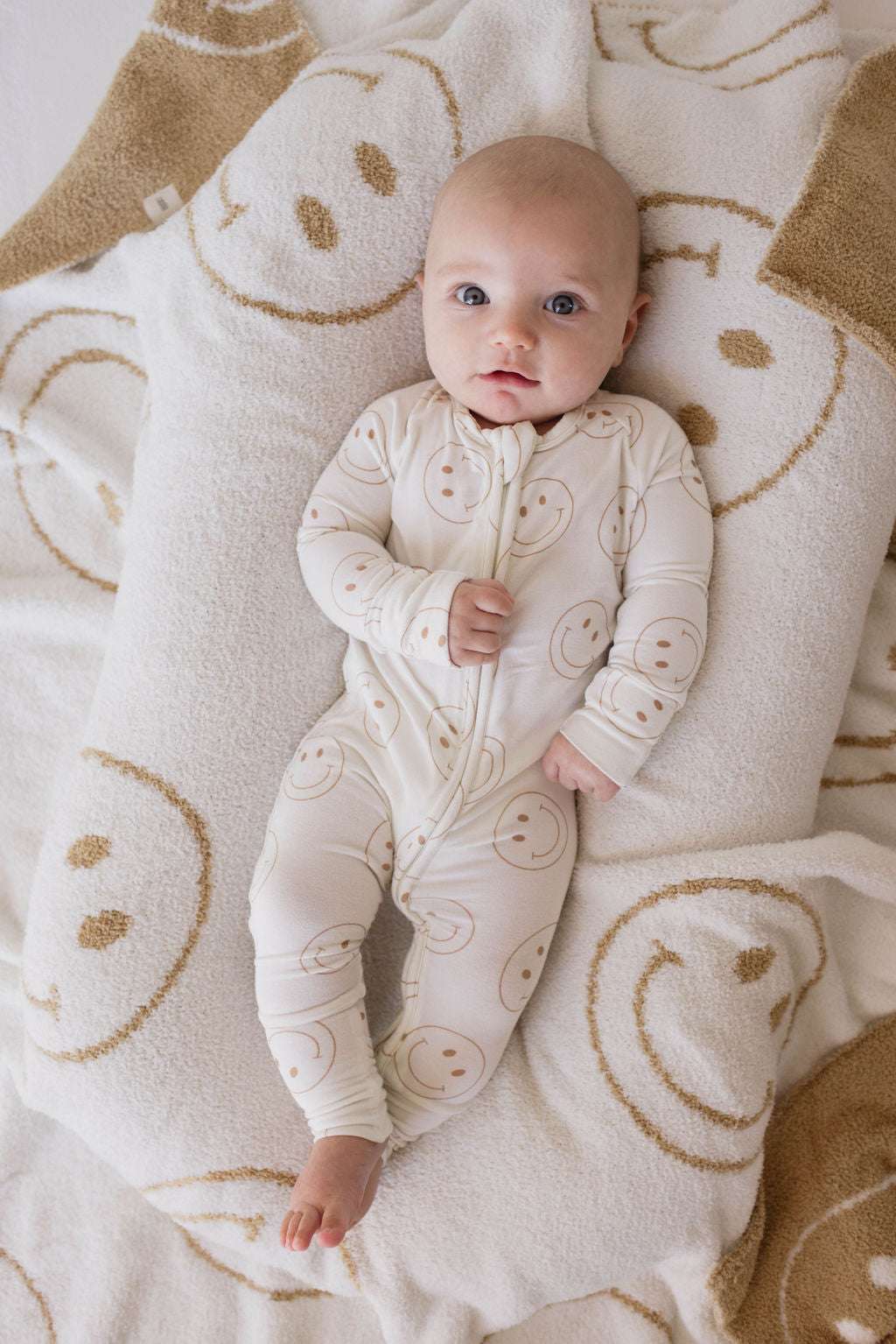 Just Smile | Bamboo Zip Pajamas Milk & Baby