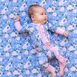 Lillian Floral Bamboo Ruffle Convertible Footie | Milk & Baby 