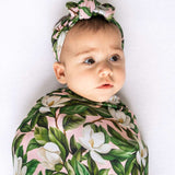 Magnolia Bamboo Swaddle + Headband Set Milk & Baby