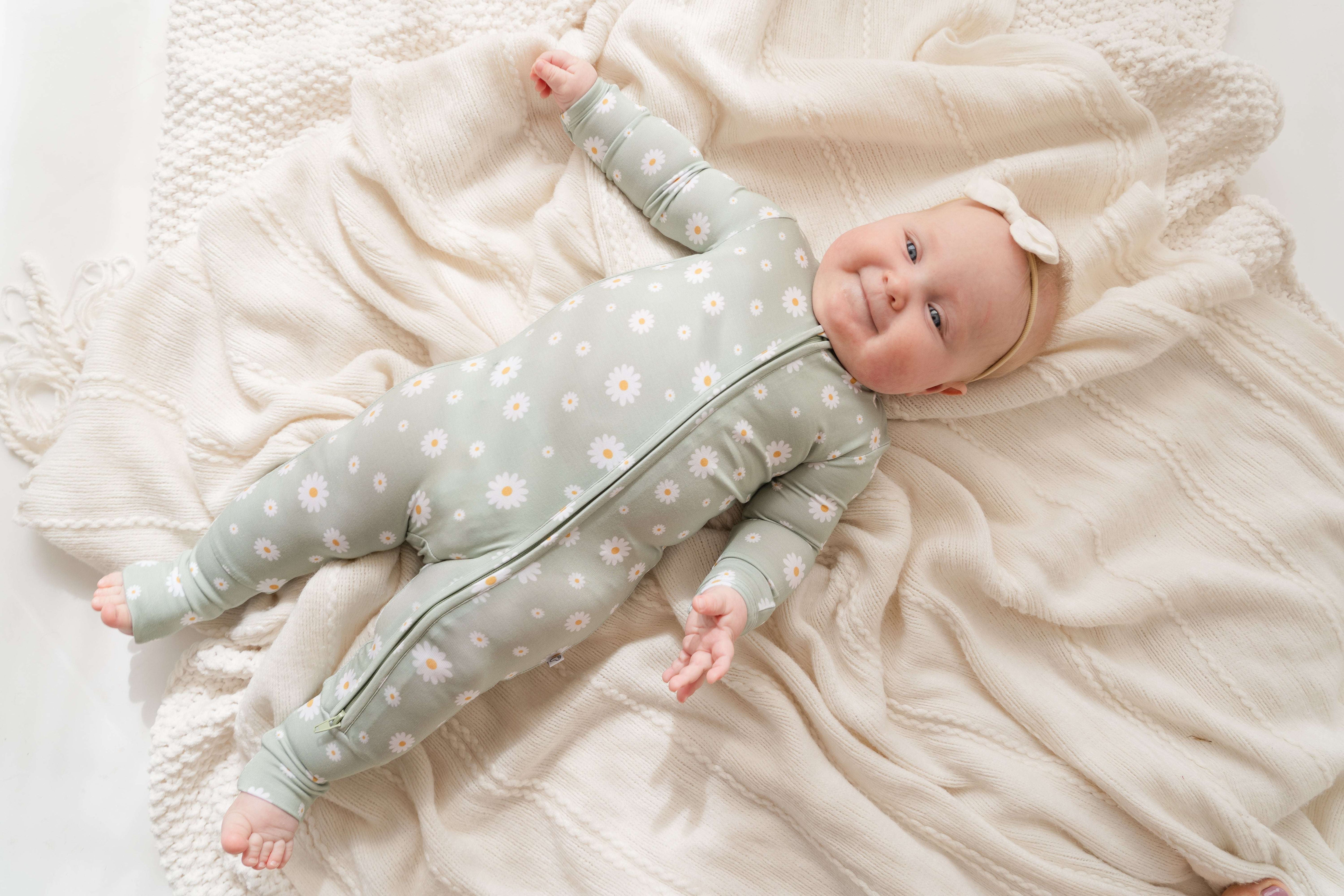 Daisy | Bamboo Zip Rompers Milk & Baby