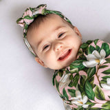 Magnolia Bamboo Swaddle + Headband Set Milk & Baby