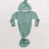 Knotted Baby Gown & Hat Set - Mint (Newborn-3 months)