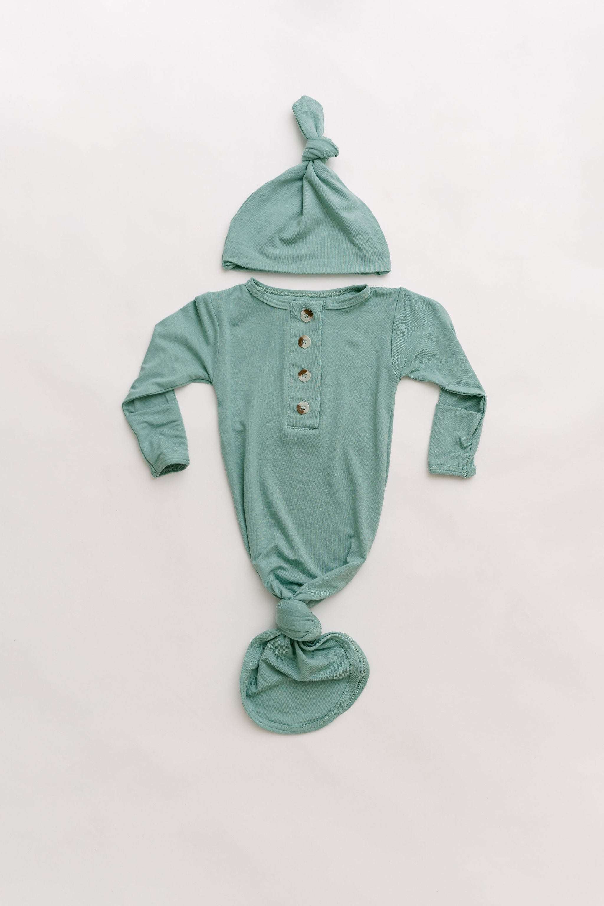 Emerson Knotted Baby Gown Set | Mint Milk & Baby