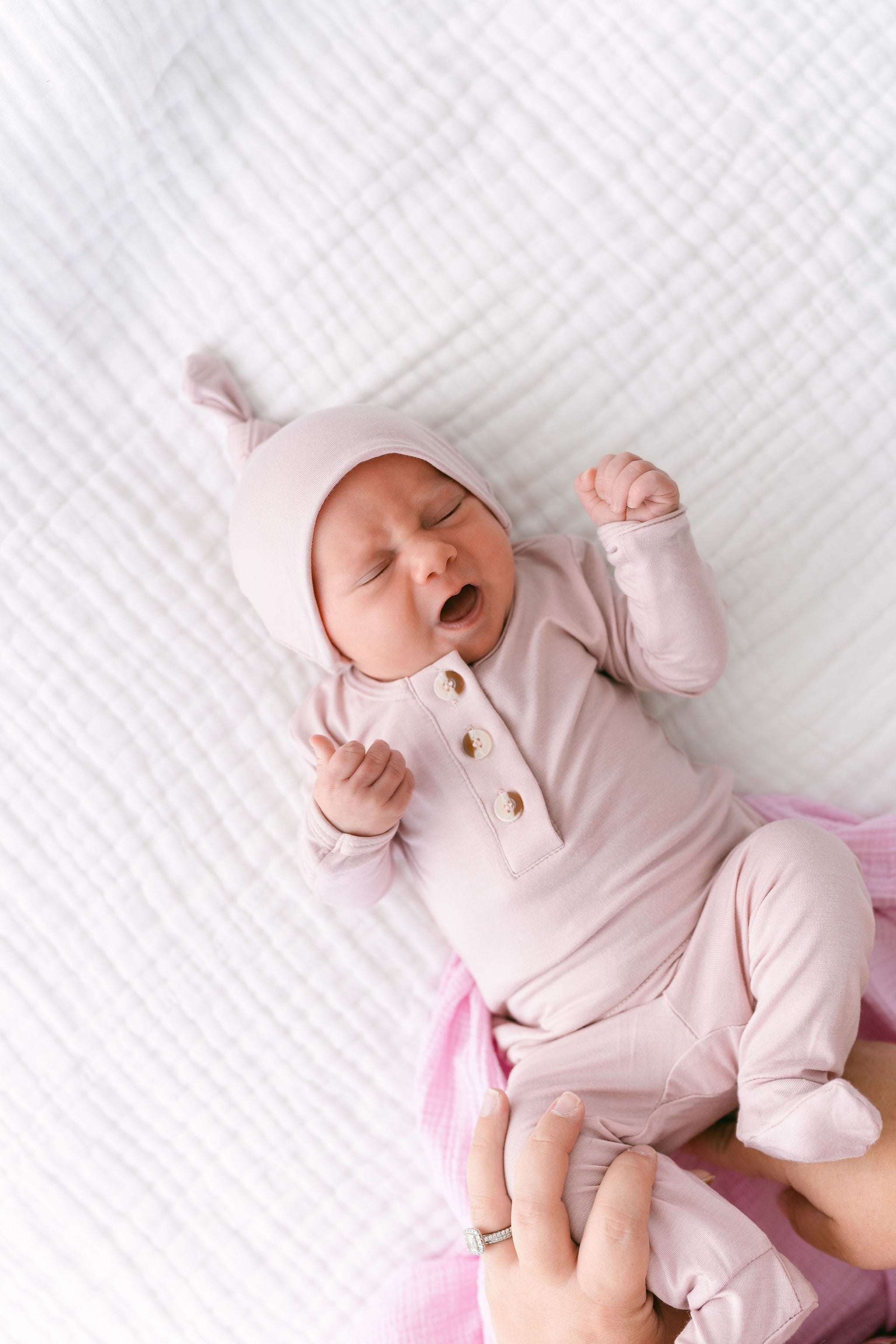 Emerson Top and Bottom | Hat & Headband Set | Dusty Rose Milk & Baby