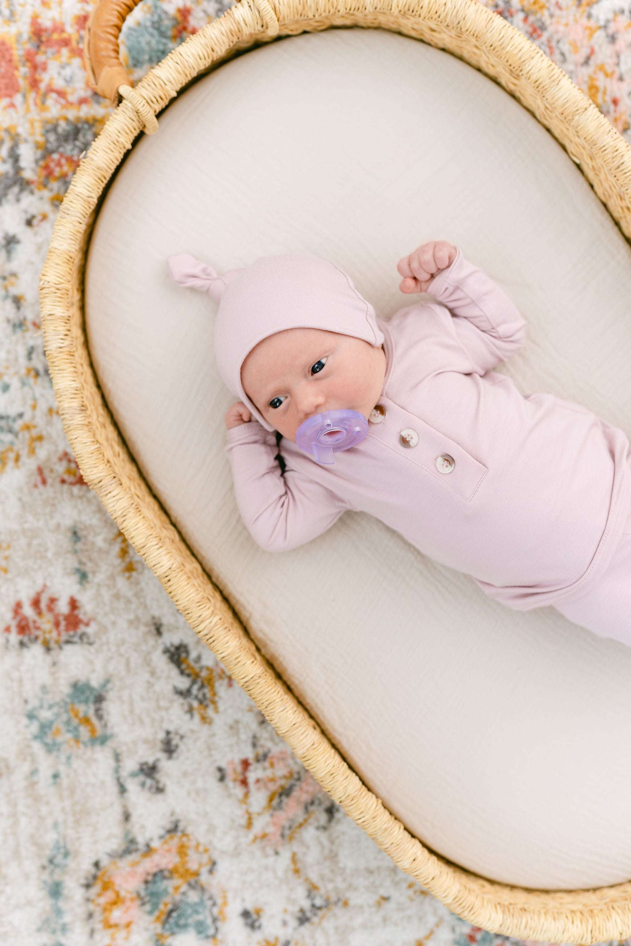 Emerson Top and Bottom | Hat & Headband Set | Dusty Rose Milk & Baby