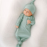 Knotted Baby Gown & Hat Set - Mint (Newborn-3 months)