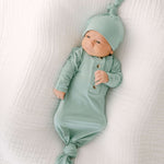 Emerson Knotted Baby Gown Set | Mint Milk & Baby