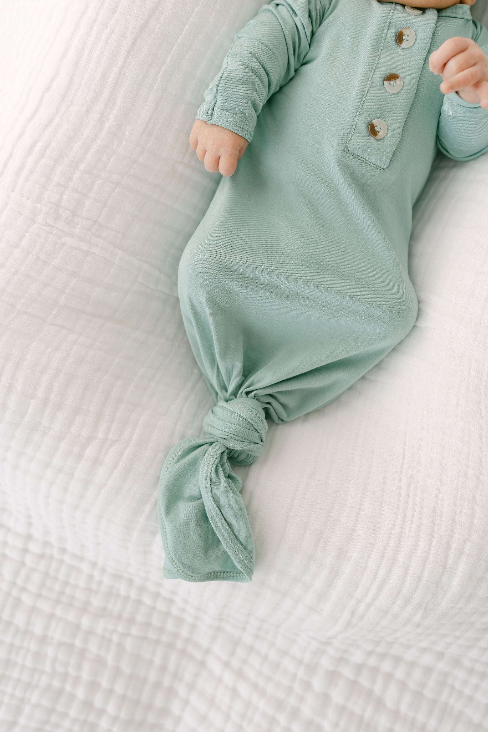 Emerson Knotted Baby Gown Set | Mint Milk & Baby