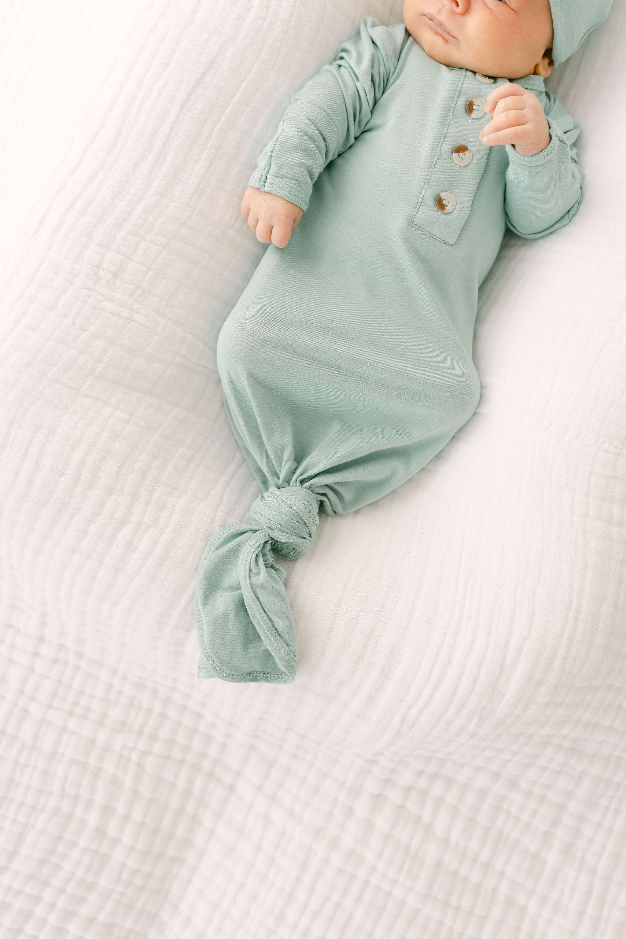 Emerson Knotted Baby Gown Set | Mint Milk & Baby