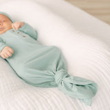 Knotted Baby Gown & Hat Set - Mint (Newborn-3 months)