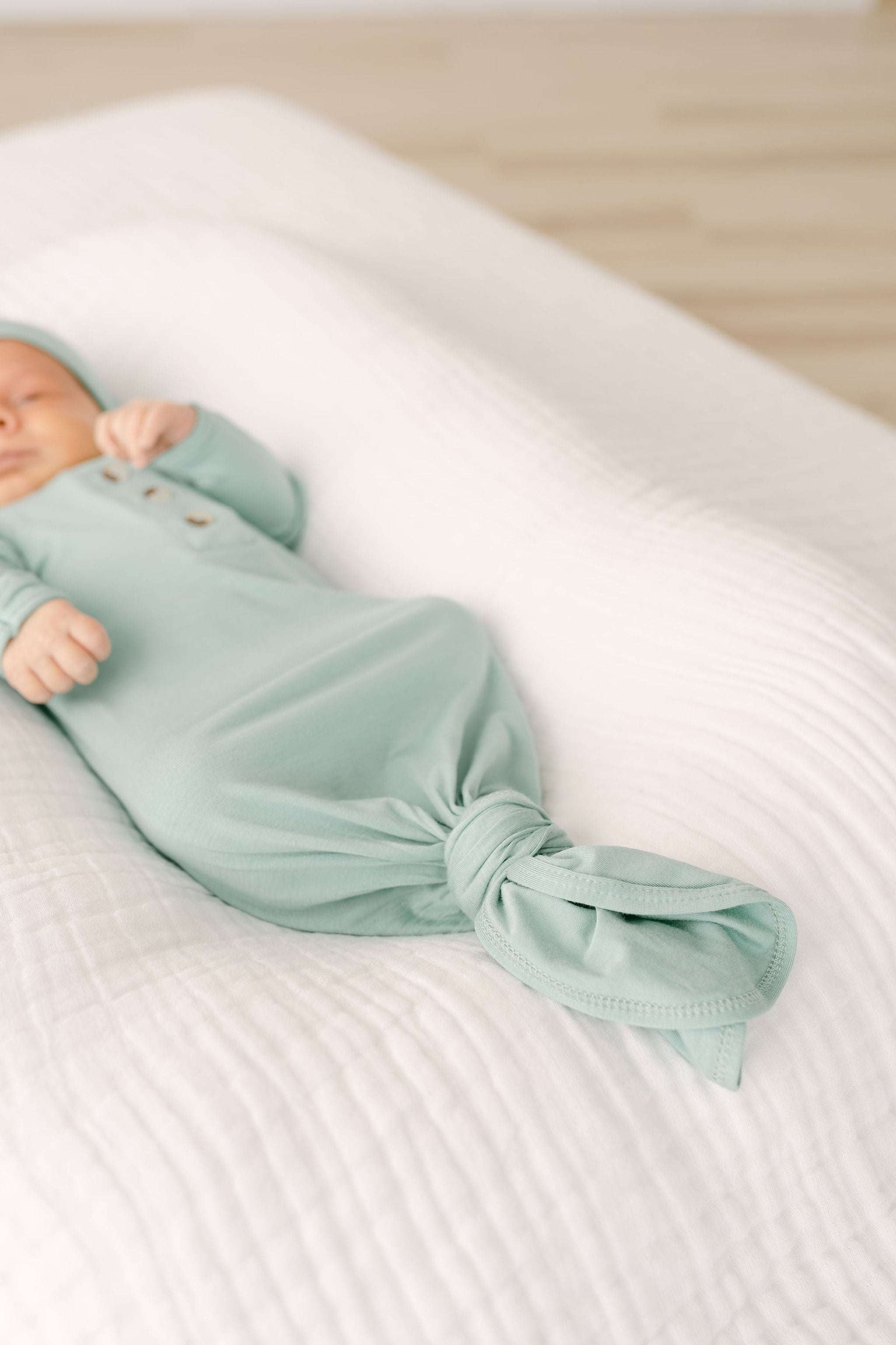 Emerson Knotted Baby Gown Set | Mint Milk & Baby