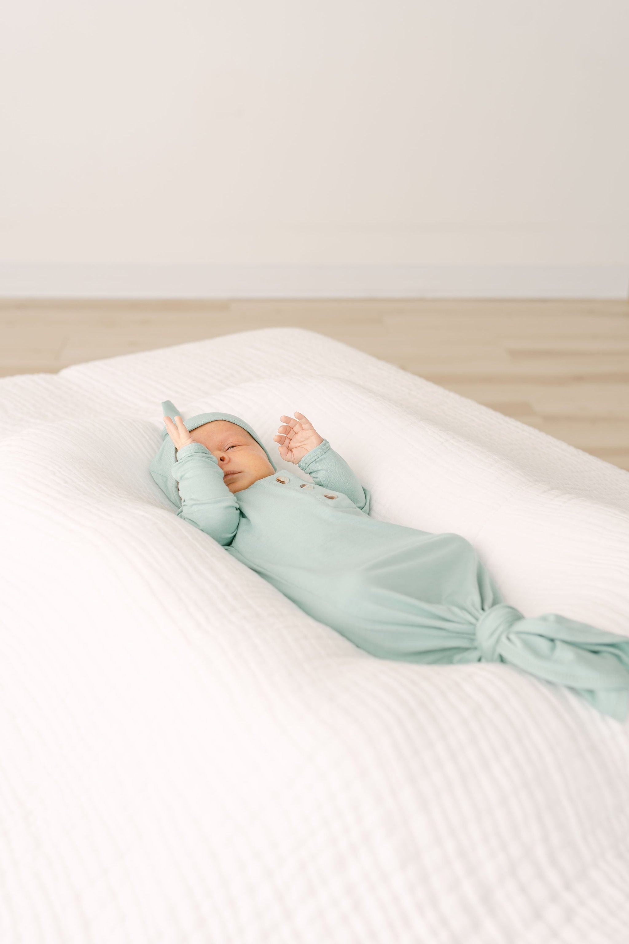 Emerson Knotted Baby Gown Set | Mint Milk & Baby