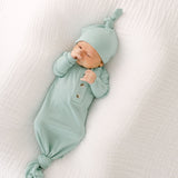 Knotted Baby Gown & Hat Set - Mint (Newborn-3 months)