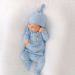 Emerson Top and Bottom | Hat Set | Baby Blue Milk & Baby