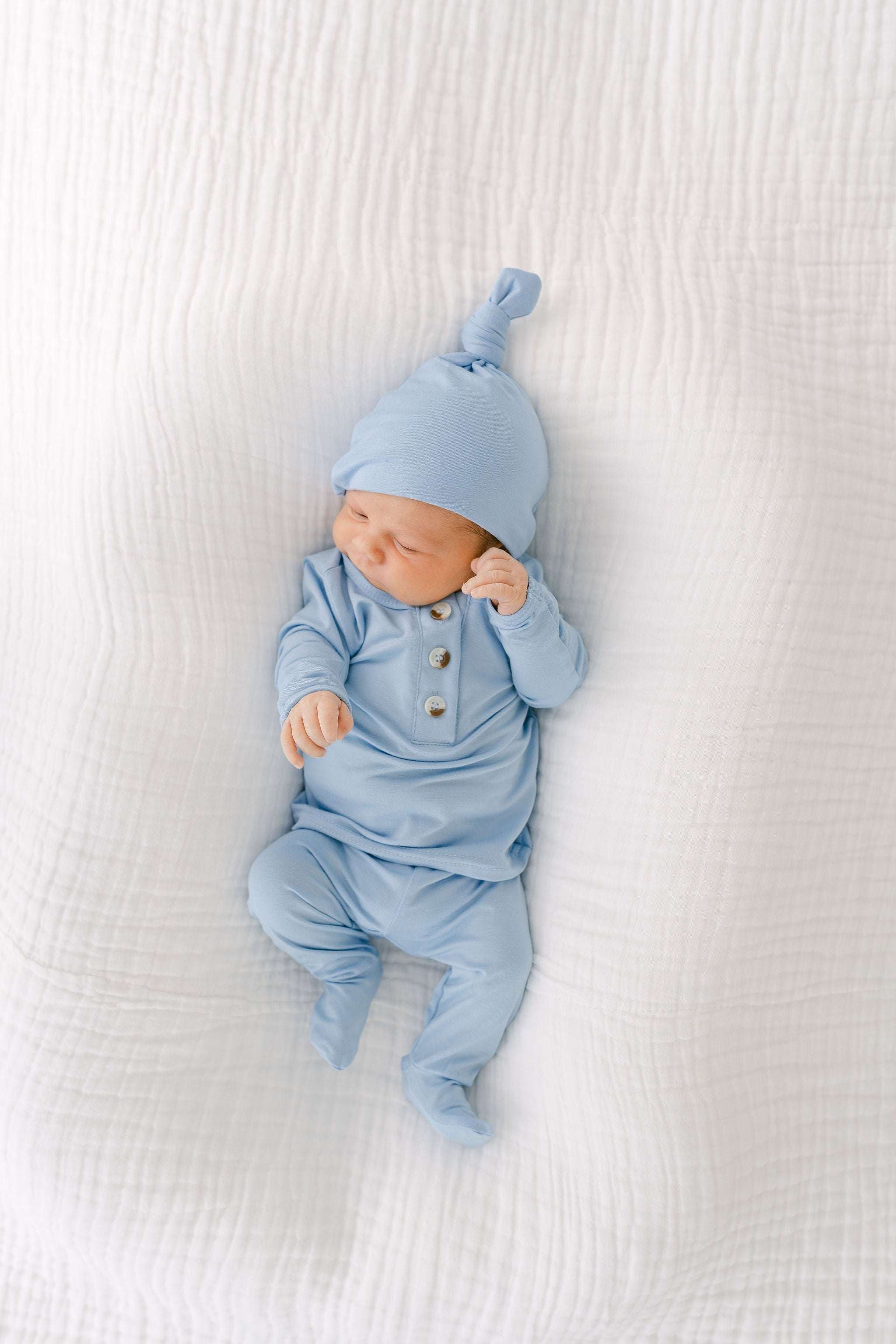 Emerson Top and Bottom | Hat Set | Baby Blue Milk & Baby