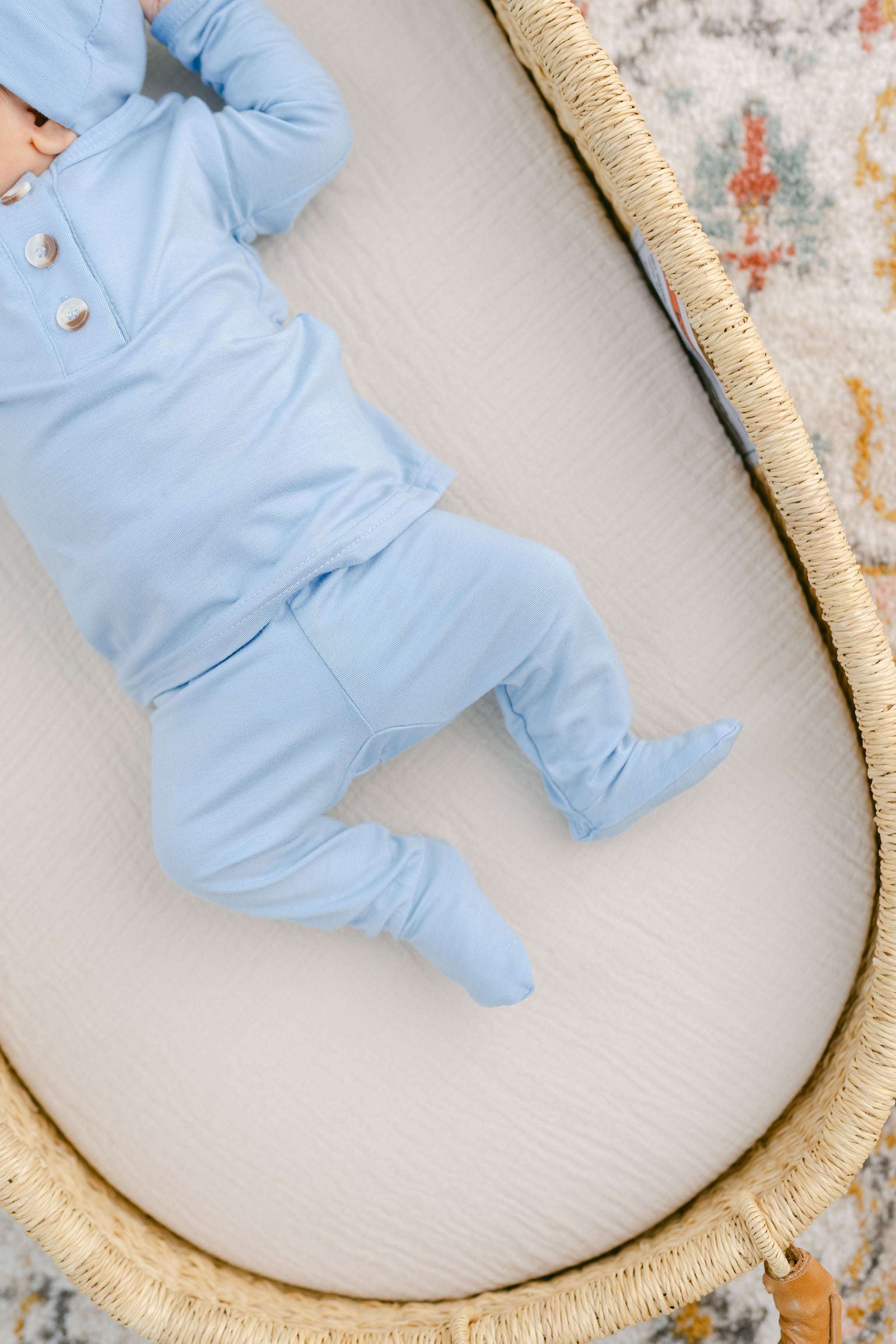 Emerson Top and Bottom | Hat Set | Baby Blue Milk & Baby