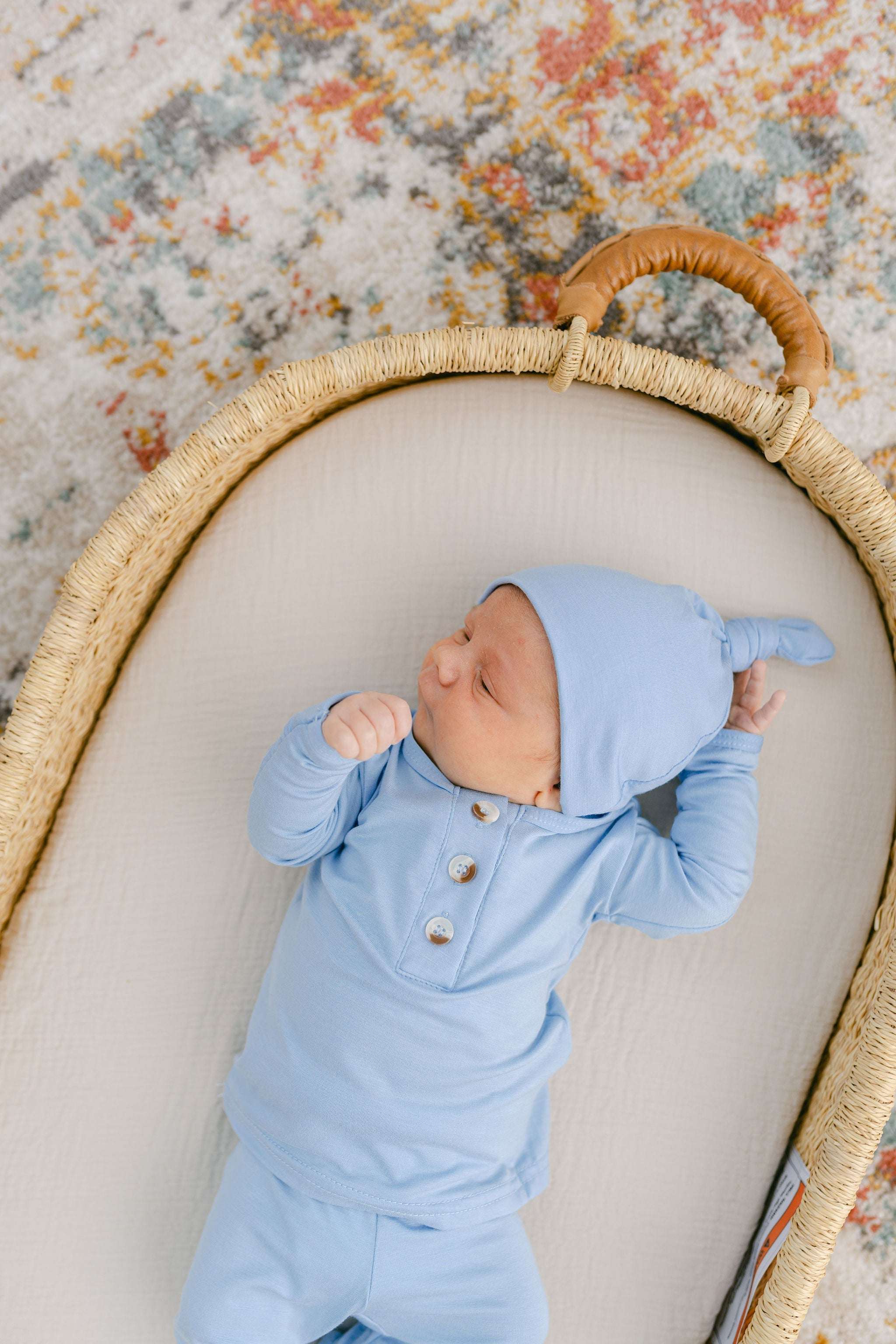 Emerson Top and Bottom | Hat Set | Baby Blue Milk & Baby