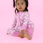 Bubblegum Wavy Checkers Dream Romper Milk & Baby