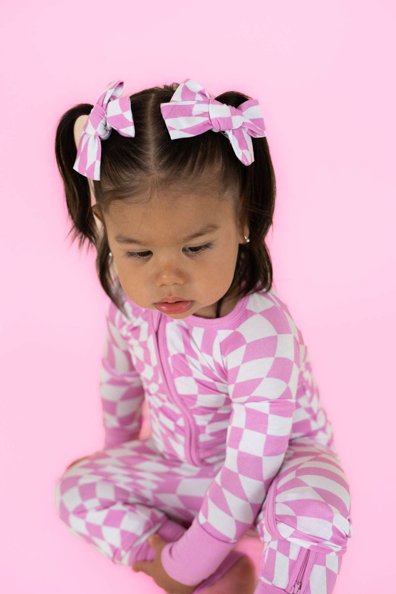 Bubblegum Wavy Checkers Dream Romper Milk & Baby