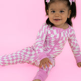 BUBBLEGUM WAVY CHECKERS DREAM ROMPER