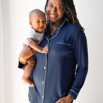 Clea Bamboo Long Sleeve Pajama Set | Navy | Milk & Baby