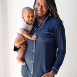 Clea Bamboo Long Sleeve Pajama Set | Navy Milk & Baby