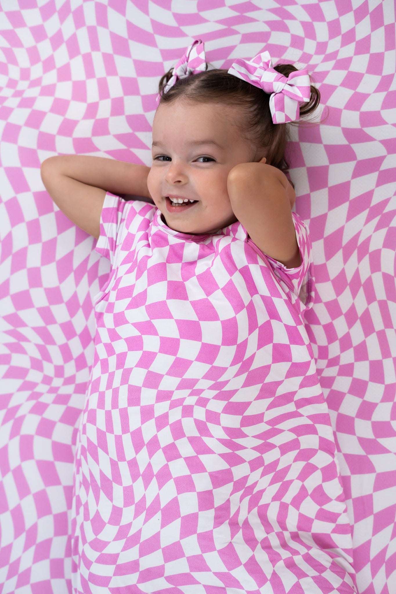 Bubblegum Wavy Checkers Dream Sleep Sack | Milk & Baby 