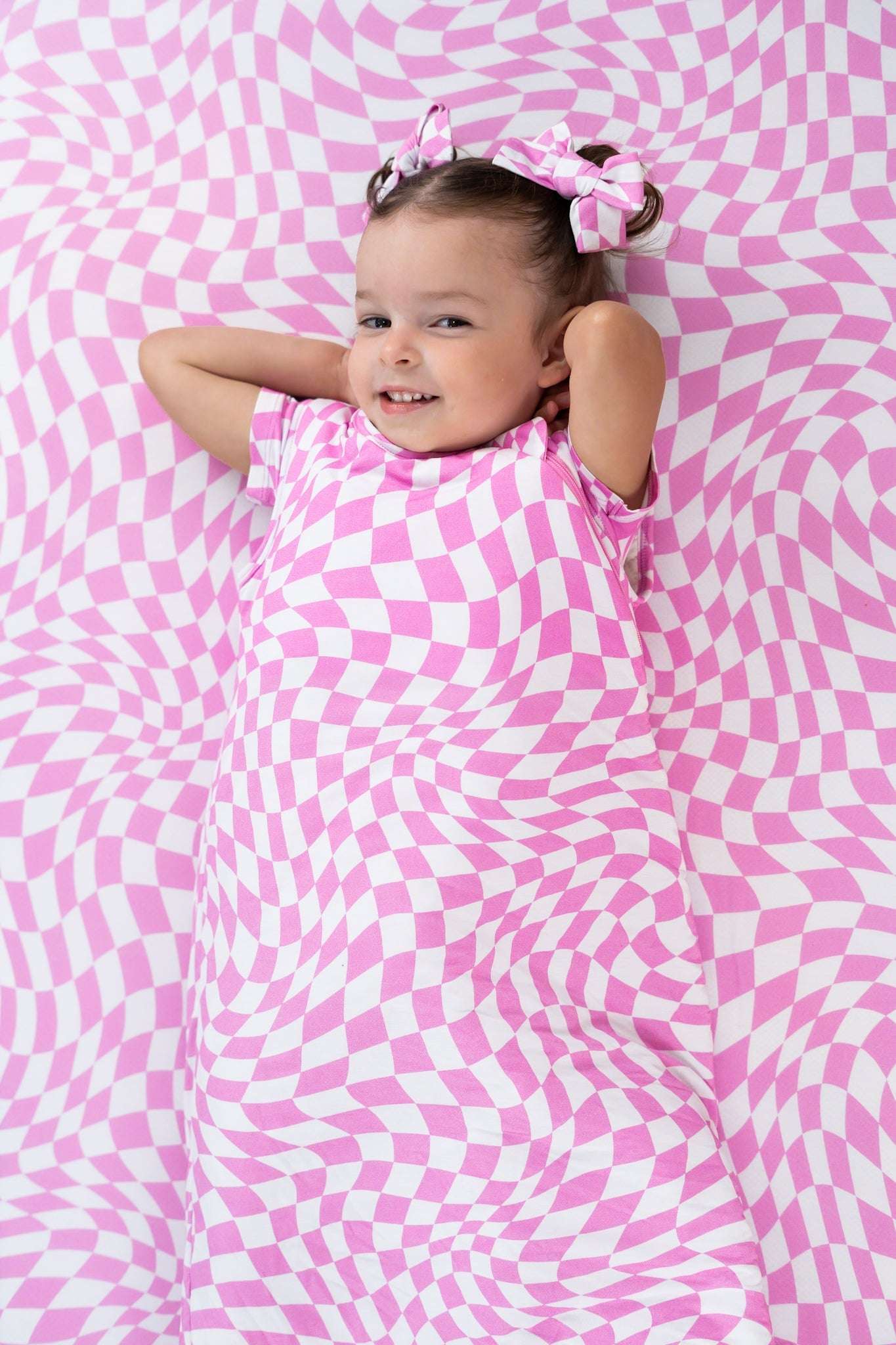 Bubblegum Wavy Checkers Dream Sleep Sack | Milk & Baby 