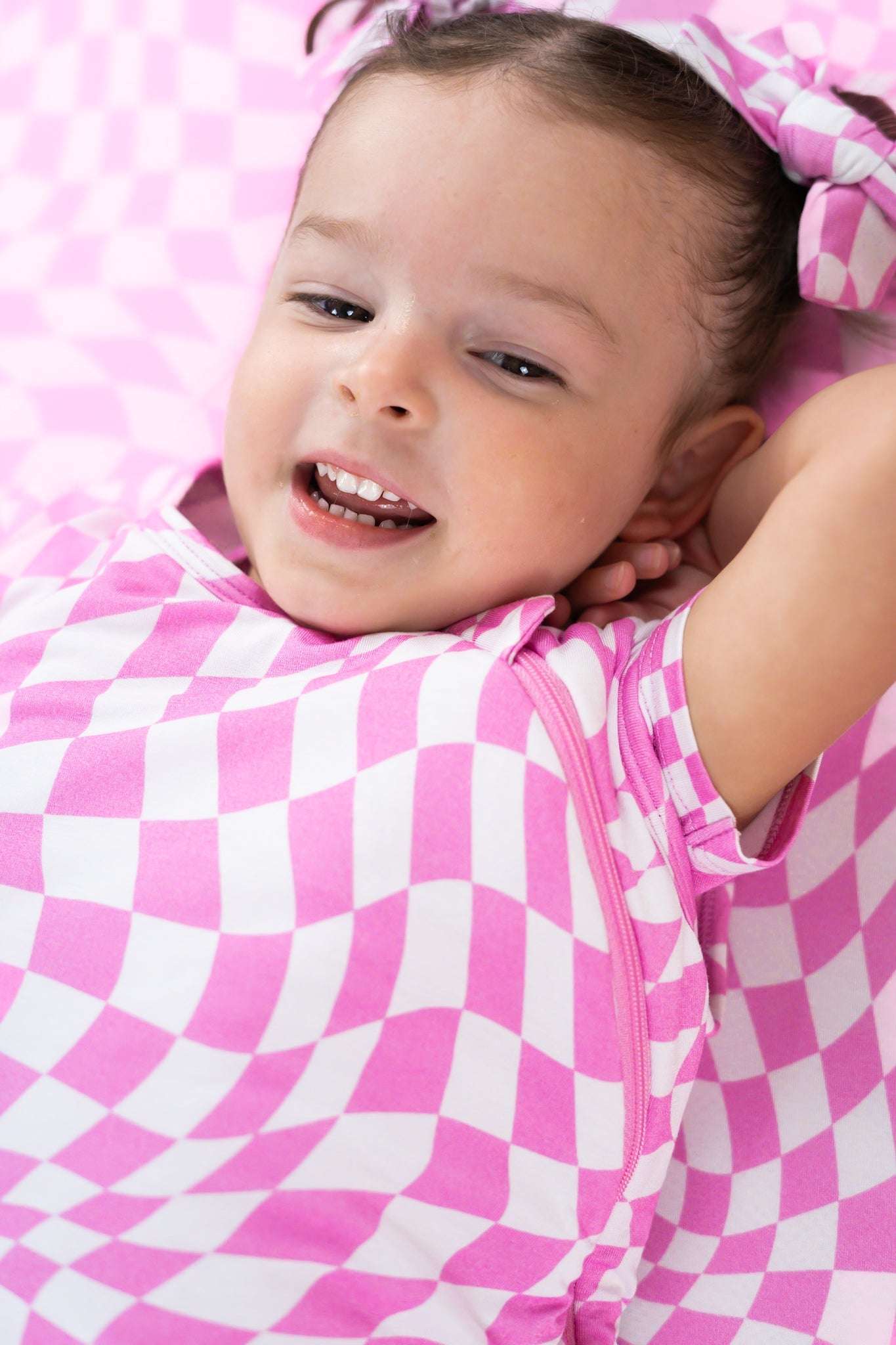 Bubblegum Wavy Checkers Dream Sleep Sack | Milk & Baby 