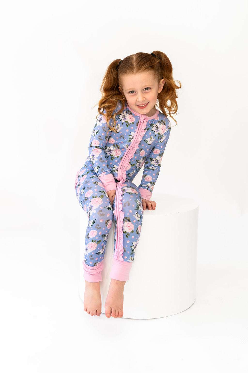 Lillian Floral Bamboo Ruffle Convertible Footie | Milk & Baby 