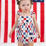 HOME OF THE FREE CHECKERS DREAM BUBBLE ROMPER