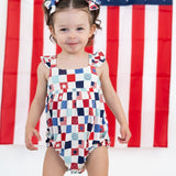 HOME OF THE FREE CHECKERS DREAM BUBBLE ROMPER