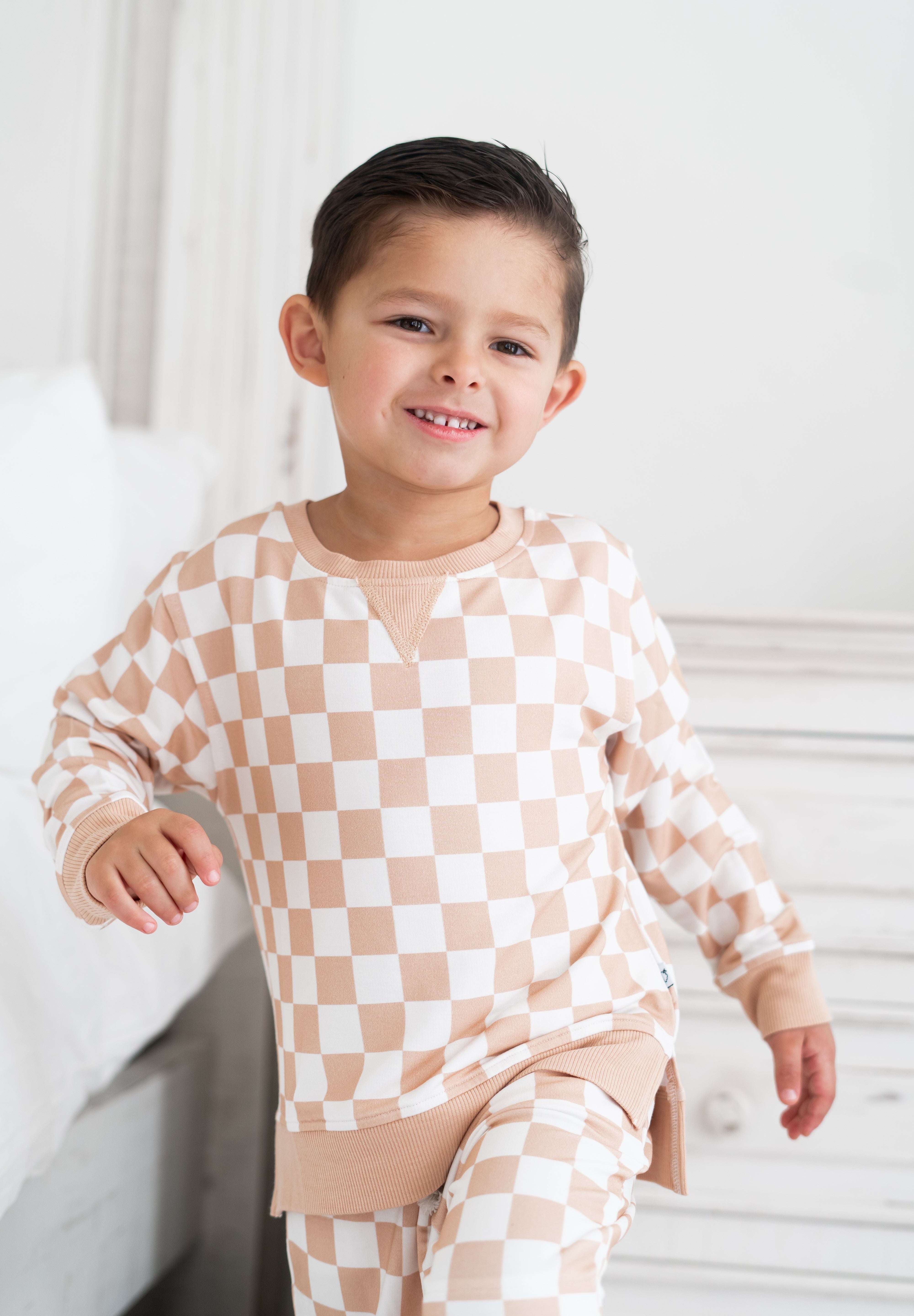 Sandy Checkers Dream Pullover Milk & Baby