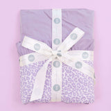 Lavender Leopard Dream Ruffle Blanket Milk & Baby