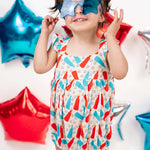 Busting Red, White & Blue Dream Bubble Romper Milk & Baby