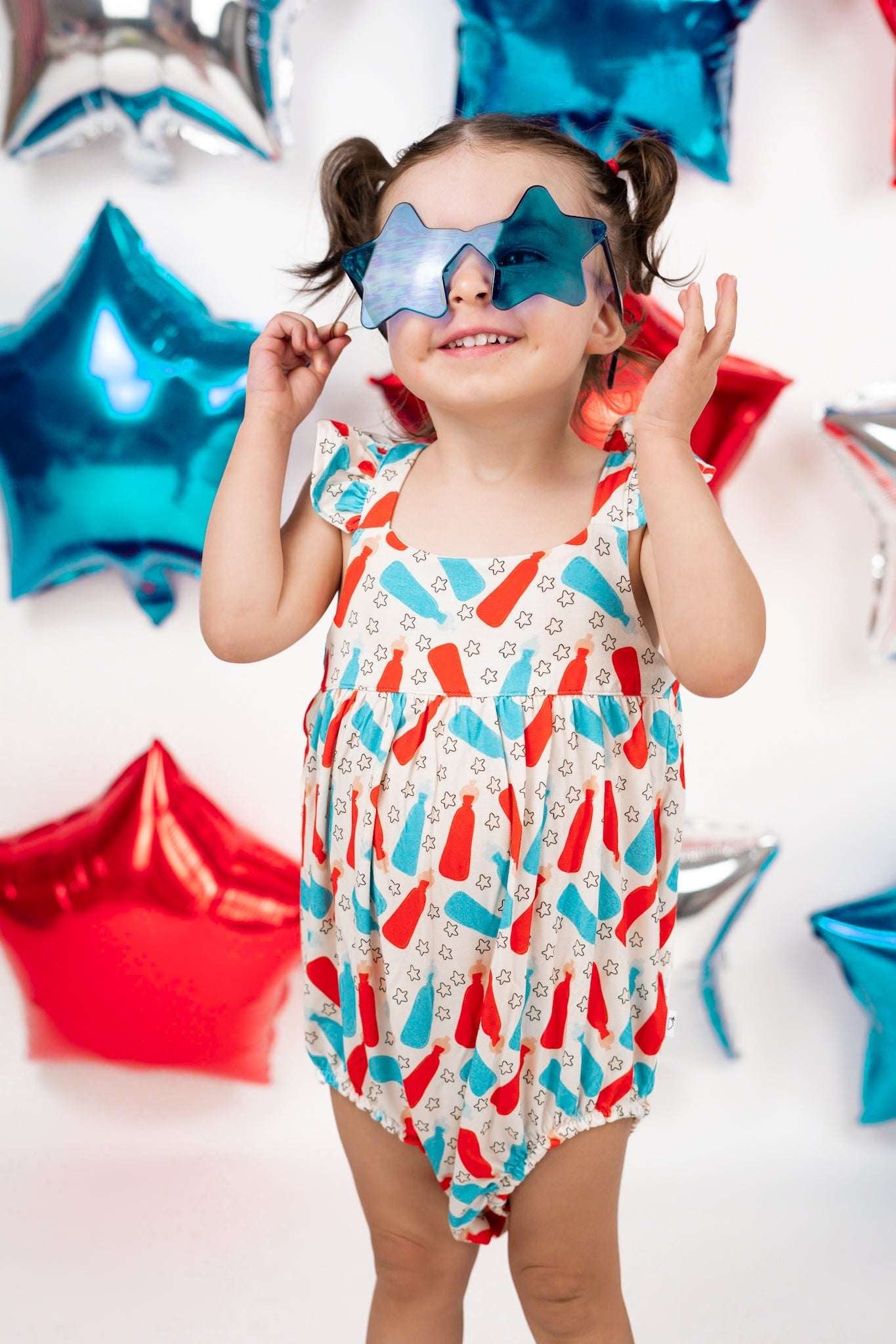 Busting Red, White & Blue Dream Bubble Romper Milk & Baby