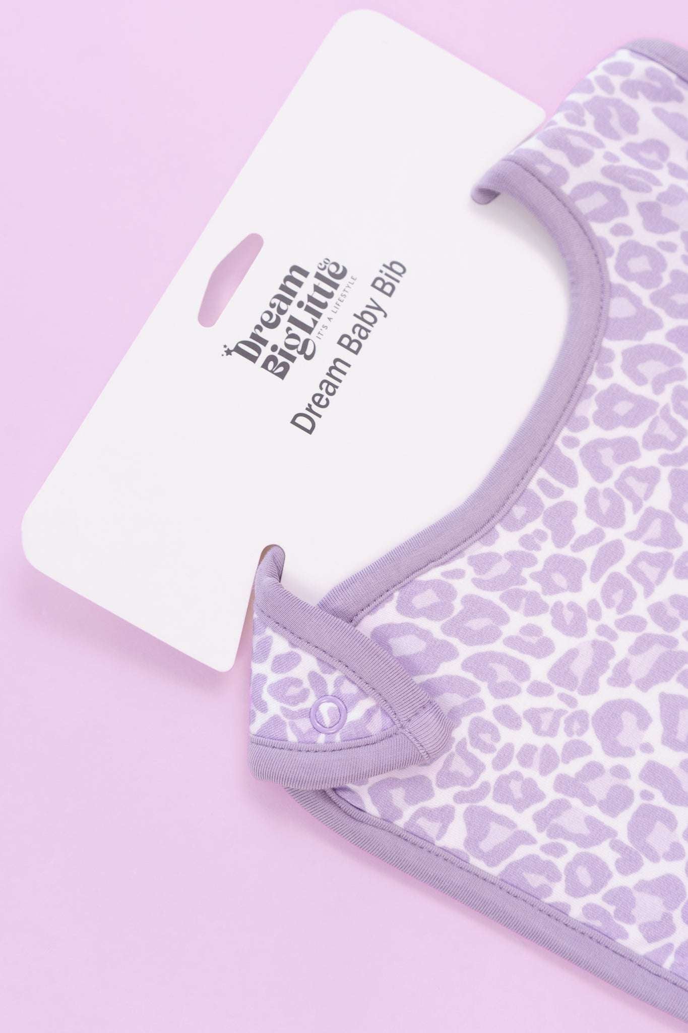 Lavender Leopard Dream Baby Bib Milk & Baby