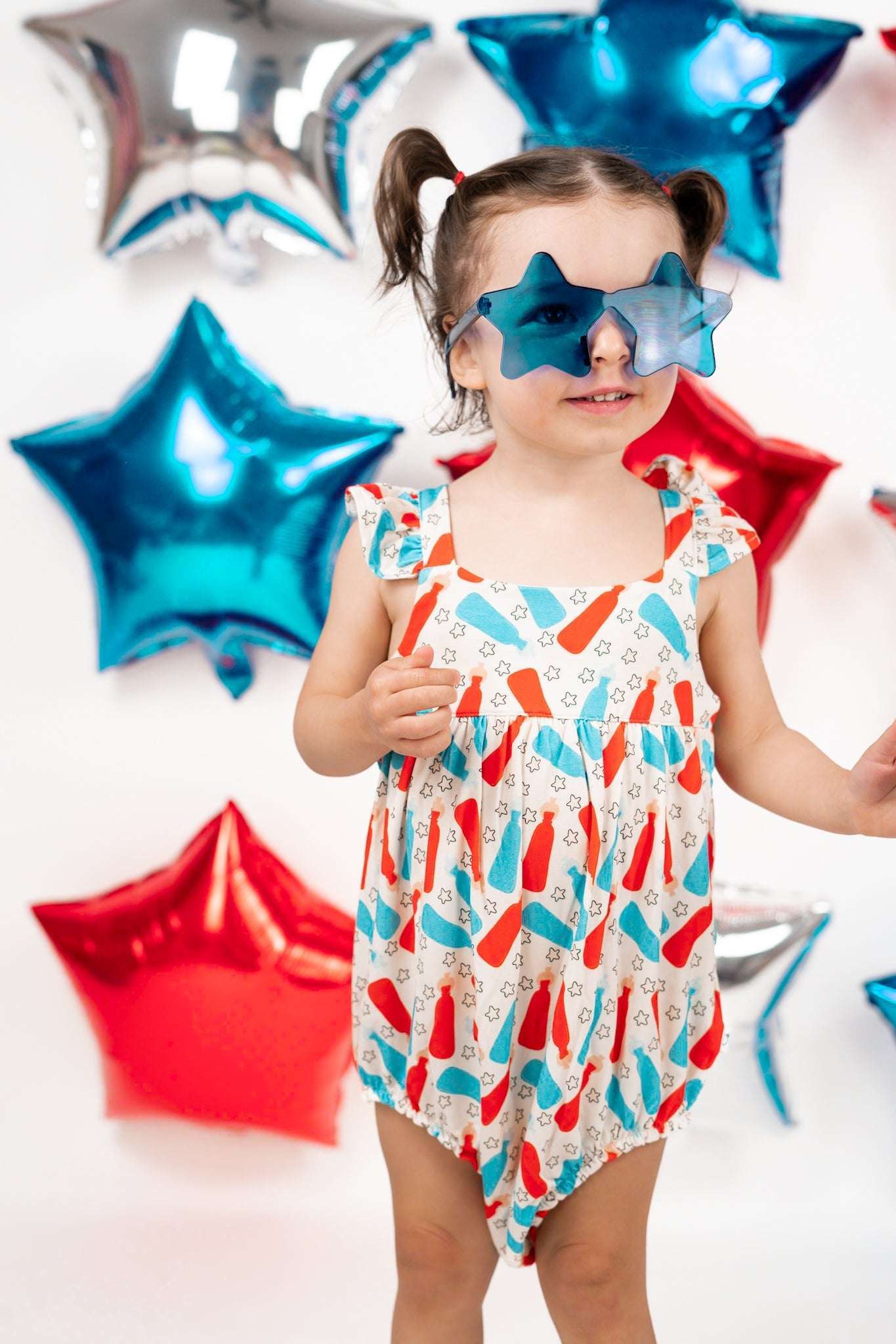 Busting Red, White & Blue Dream Bubble Romper Milk & Baby