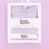 Lavender Leopard Dream Swaddle & Beanie Milk & Baby