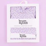 Lavender Leopard Dream Swaddle & Beanie Milk & Baby