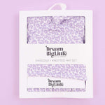 Lavender Leopard Dream Swaddle & Beanie Milk & Baby