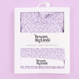 Lavender Leopard Dream Swaddle & Beanie Milk & Baby