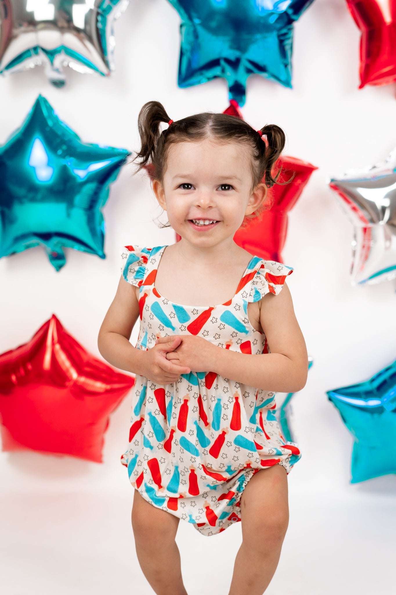 Busting Red, White & Blue Dream Bubble Romper Milk & Baby