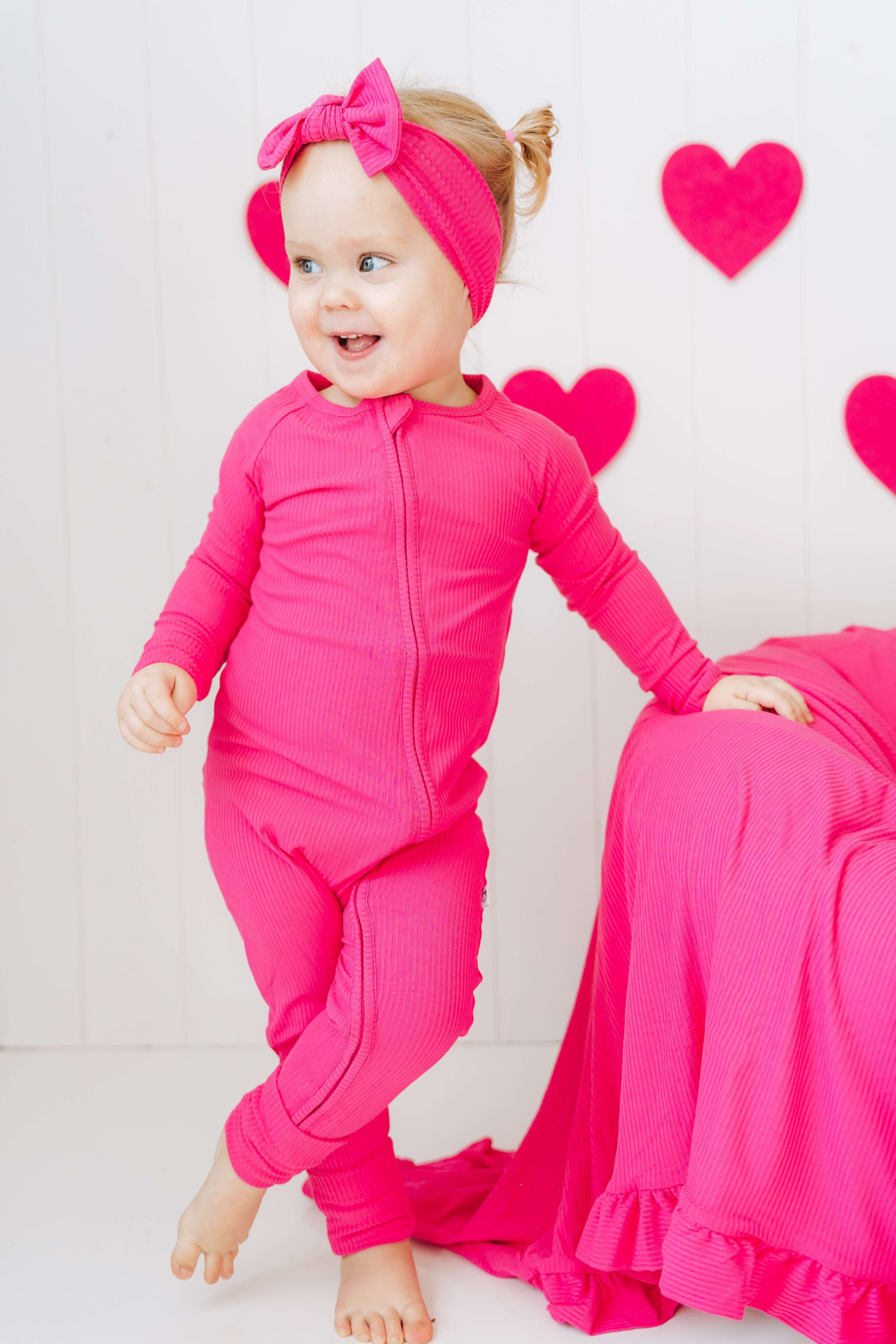 Hot Pink Rib Dream Baby Romper Milk & Baby