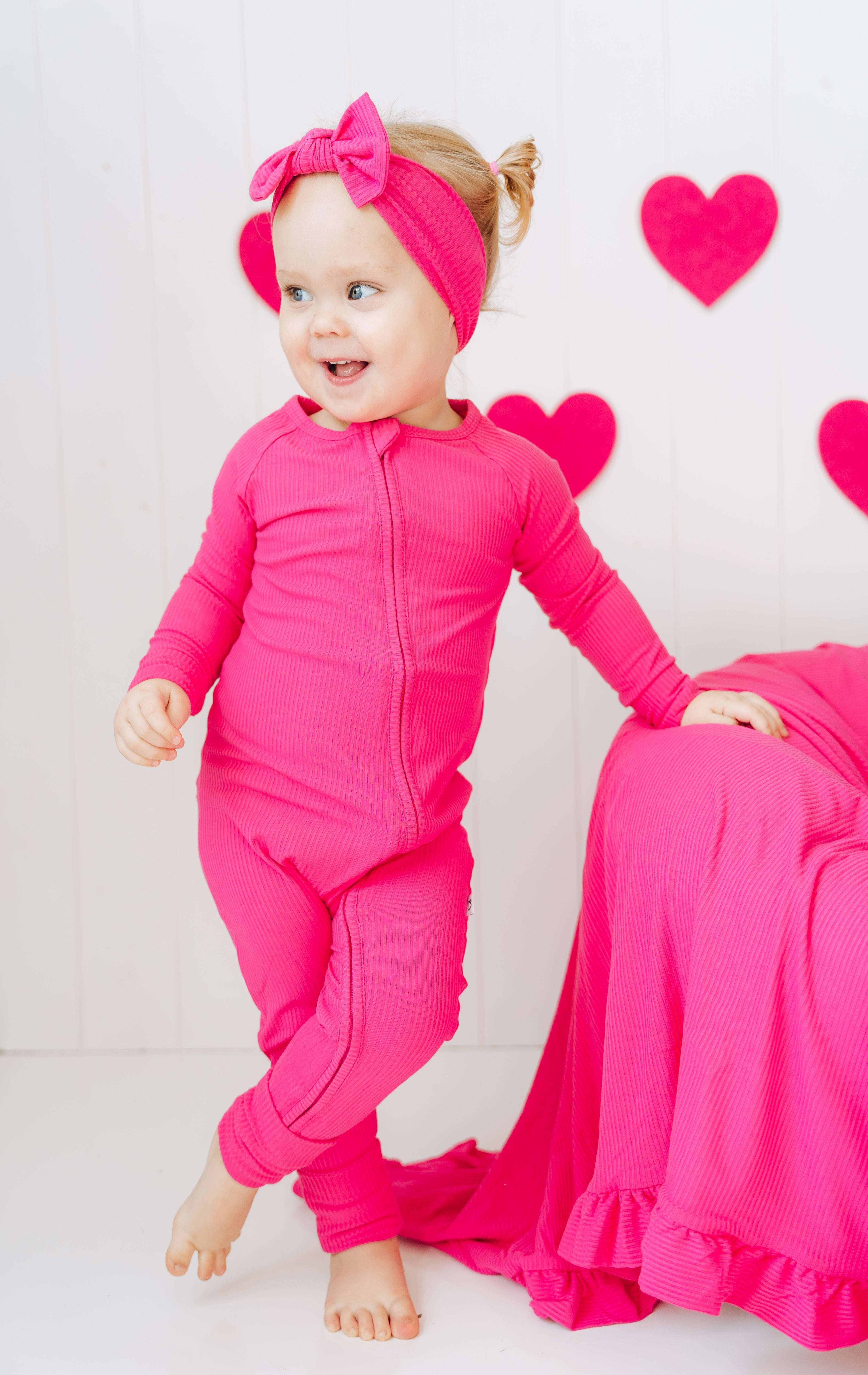 Hot Pink Rib Dream Baby Romper Milk & Baby