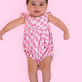 BUBBLEGUM WAVY CHECKERS DREAM BUBBLE ROMPER